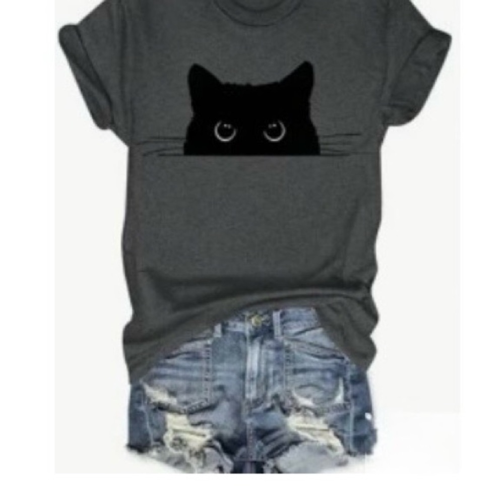 SHEIN Charcoal Cat Graphic Tee